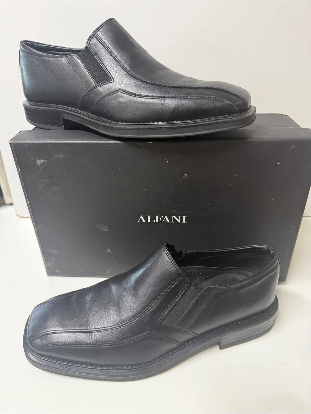 Alfani Black Leather Slip-On Loafers